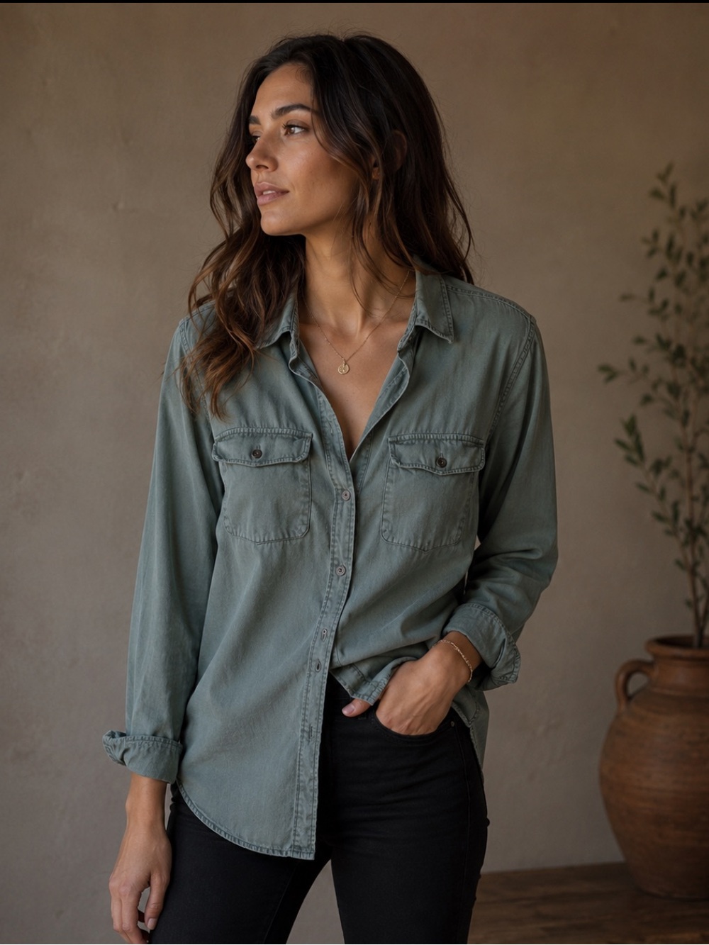 Madewell Olive Green Utility Shirt Medium